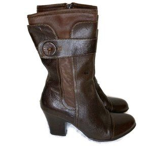 NWT Born Size 7.5 Crown Pratt Brown Leather W6449 G7 Zipper Midcalf Heel Boots